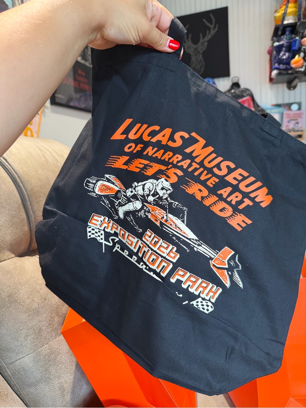 Lucas Museum Black & Orange Tote Bag – Let’s Ride Graphic SDCC 2026 exclusive